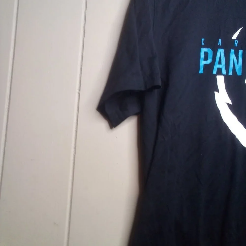 Nike Carolina Panthers Shirt L Boys Dri-Fit Short Sleeve Black Blue